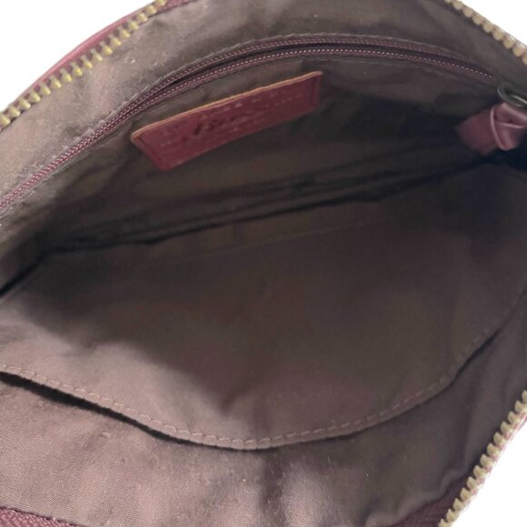 Bass Leather Crossbody Shoulder Clutch Bag Burgundy Zip Pockets Detachable Strap - Picture 7 of 9